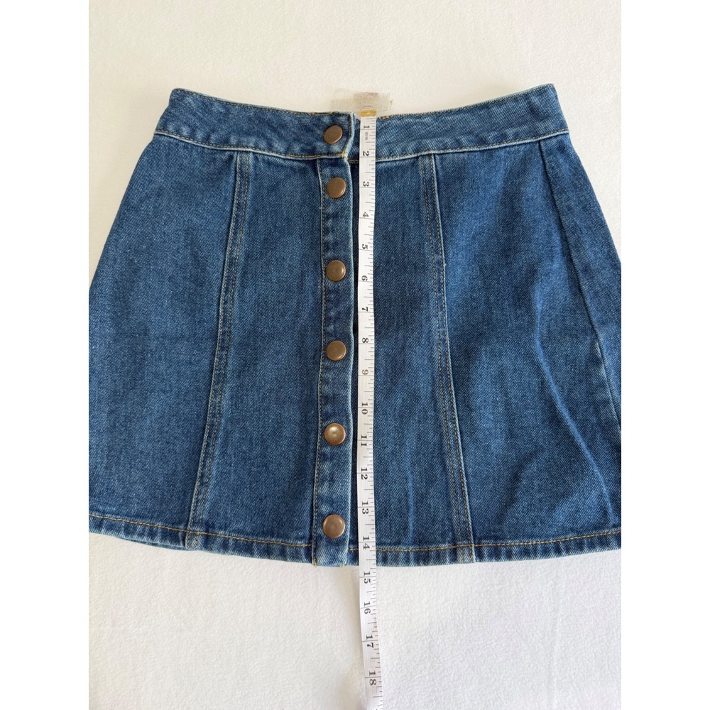 Melville Denim Mini Skirt Women 25 Blue Button Front A-Line Classic Preppy Boho - Picture 3 of 8